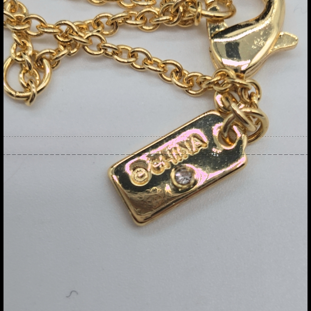 NC2 - Coach Gold Necklace with Pink And Red Pave Heart Pendant - Picture 11 of 11
